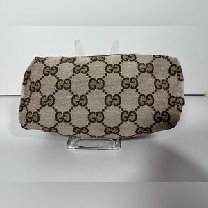 Gucci Vintage GG Canvas Cosmetic Pouch Makeup Bag Italy